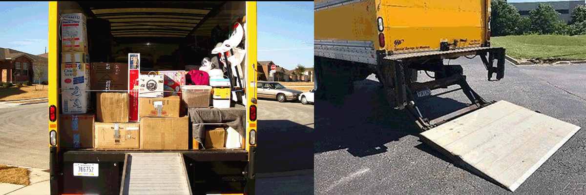 Rental Truck, one with ramp and one with a lift-gate